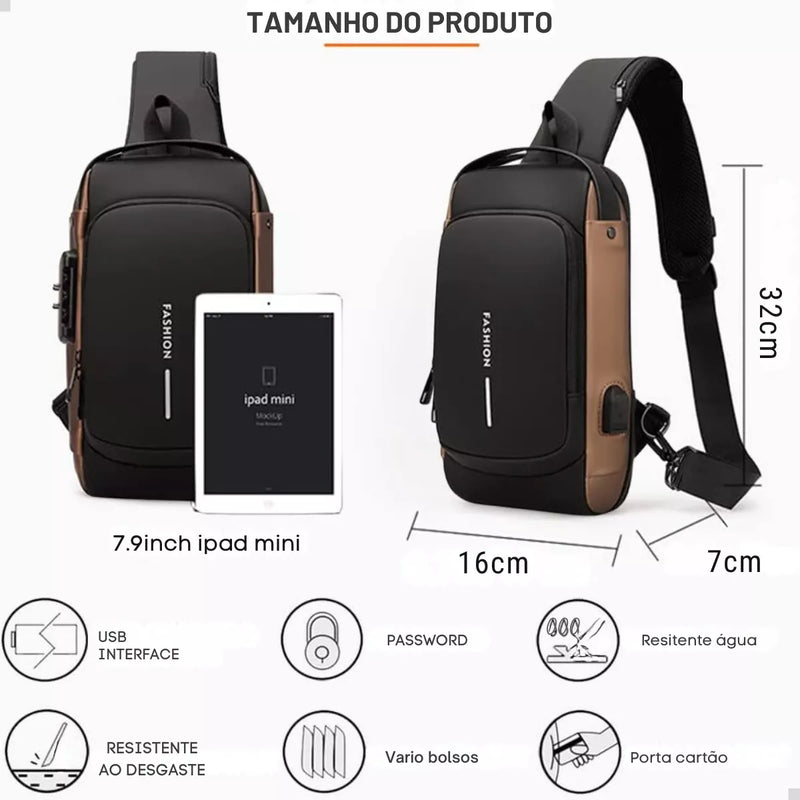 Security Bag™ - Bolsa Mochila de Ombro Anti-roubo com carregamento USB